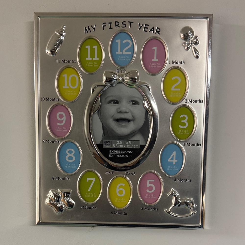Silver Baby's First Year Photo Frame